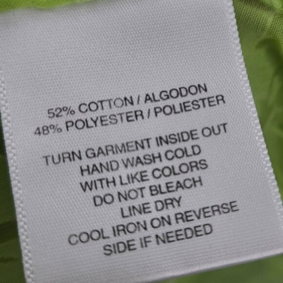 Sag Harbor Lime Green Floral Button Up Sheer Cotton/Poly Blend Medium - Picture 10 of 11